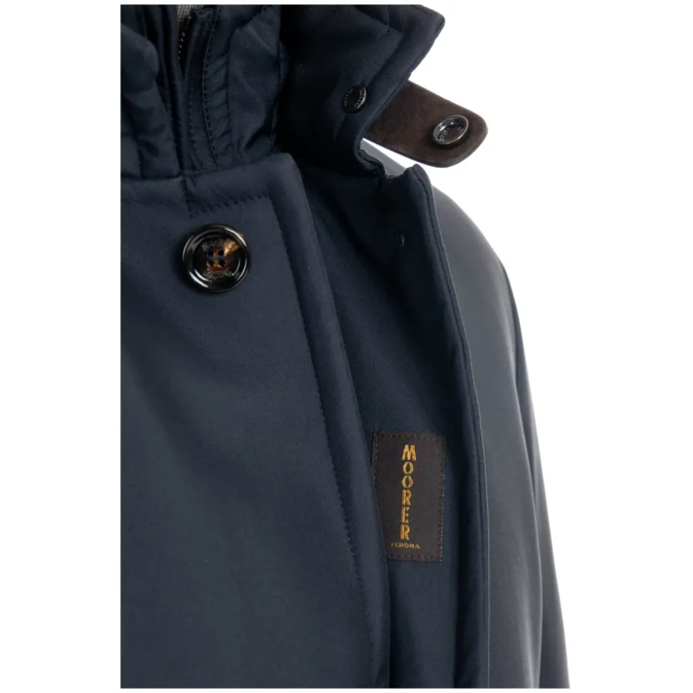 Blue Quilted Down Coat