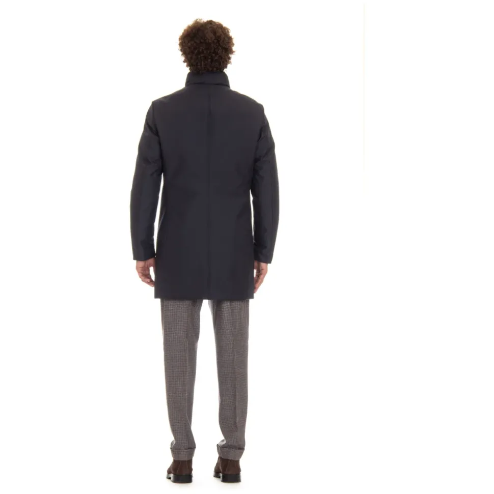 Blue Quilted Down Coat
