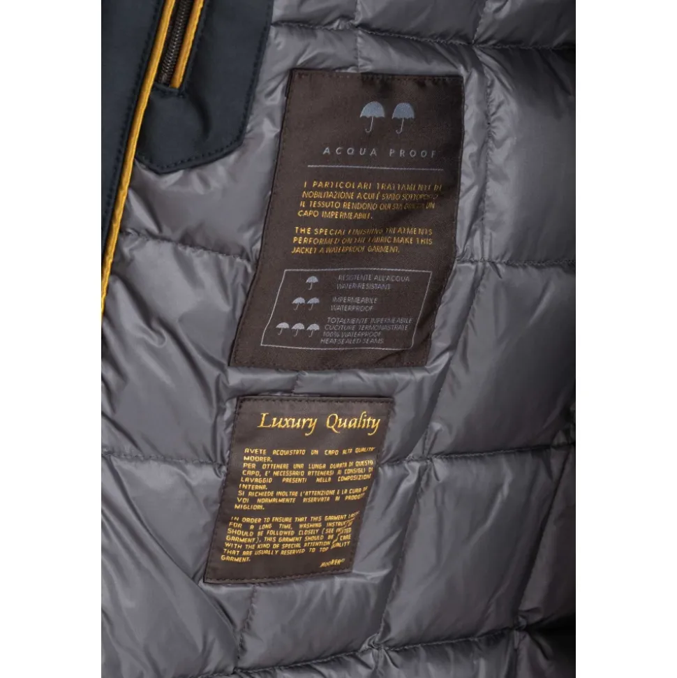 Blue Quilted Down Coat