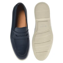 Blue tumbled leather loafer