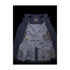 Blue Water-Repellent Jacket with Hidden Hood