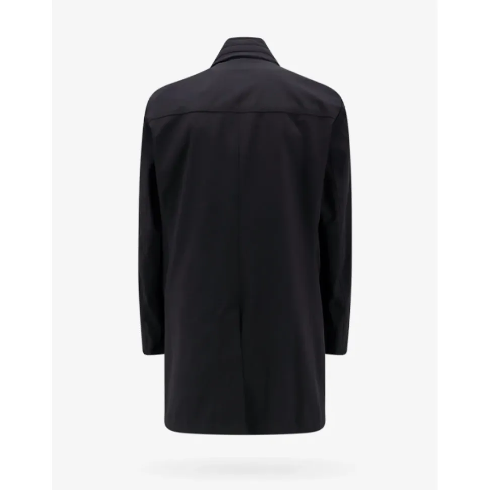 Blue Water-Repellent Jacket with Hidden Hood