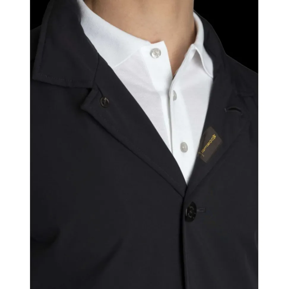 Blue Water-Repellent Jacket with Hidden Hood
