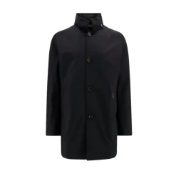 Blue Water-Repellent Jacket with Hidden Hood
