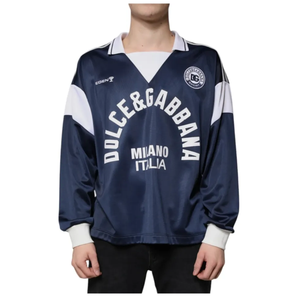 Blue White Milano Long Sleeve Jersey T-shirt