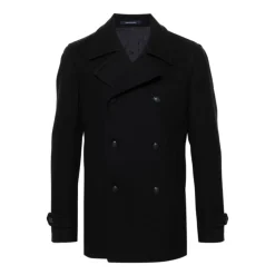 Blue Wool Blend Double-Breasted Coat