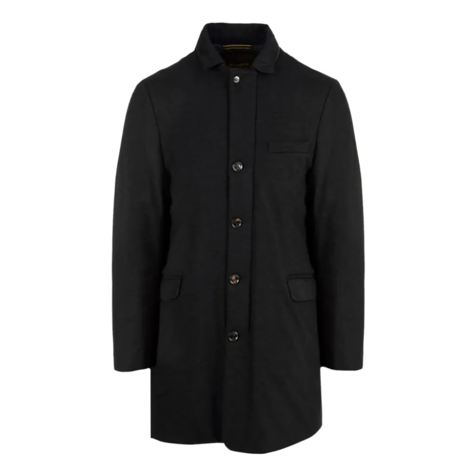 Blue Zip Front Coat Pockets Split