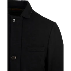 Blue Zip Front Coat Pockets Split