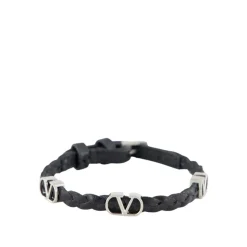 Braided VLogo Leather Bracelet