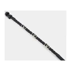 Braided VLogo Leather Bracelet