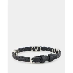 Braided VLogo Leather Bracelet