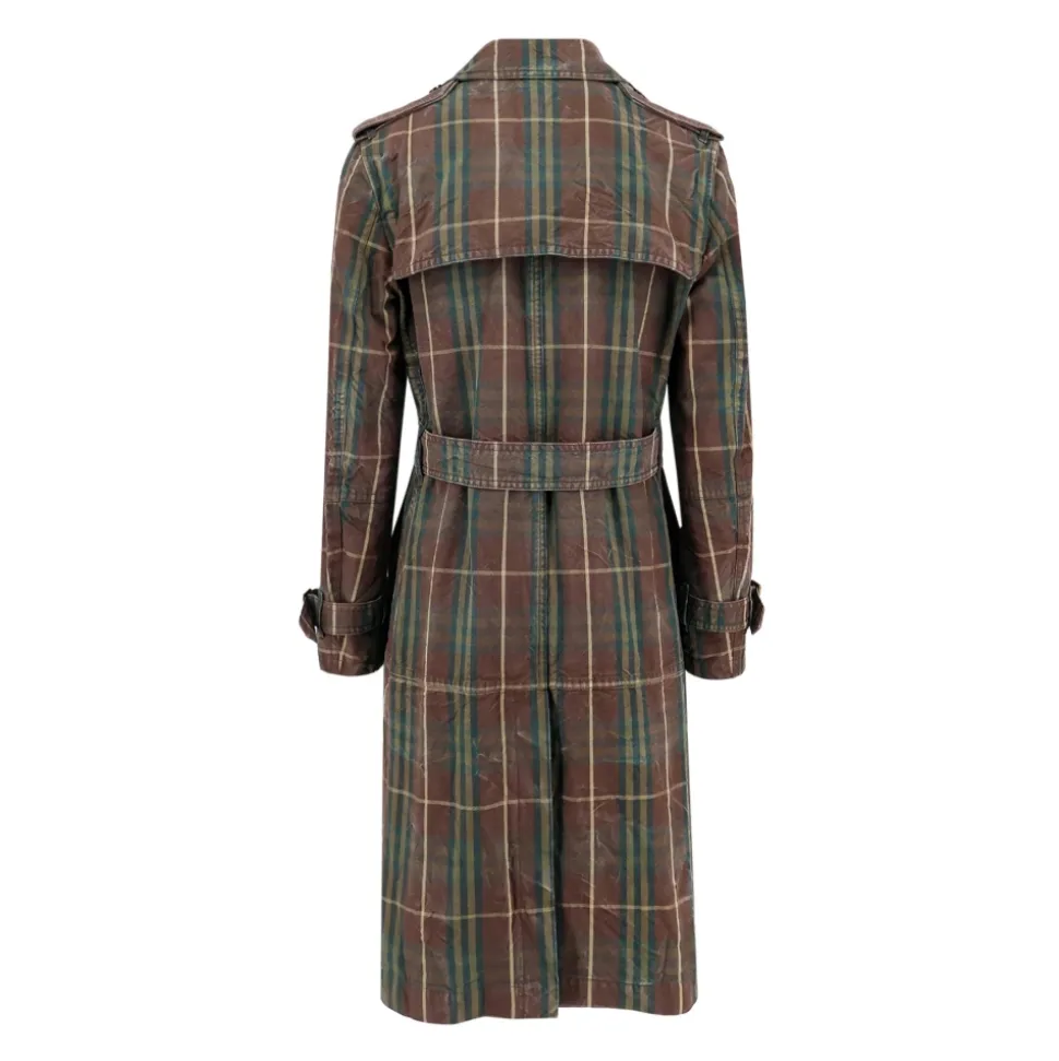 Brown Double-Breasted Coat with Belt