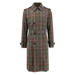 Brown Double-Breasted Coat with Belt