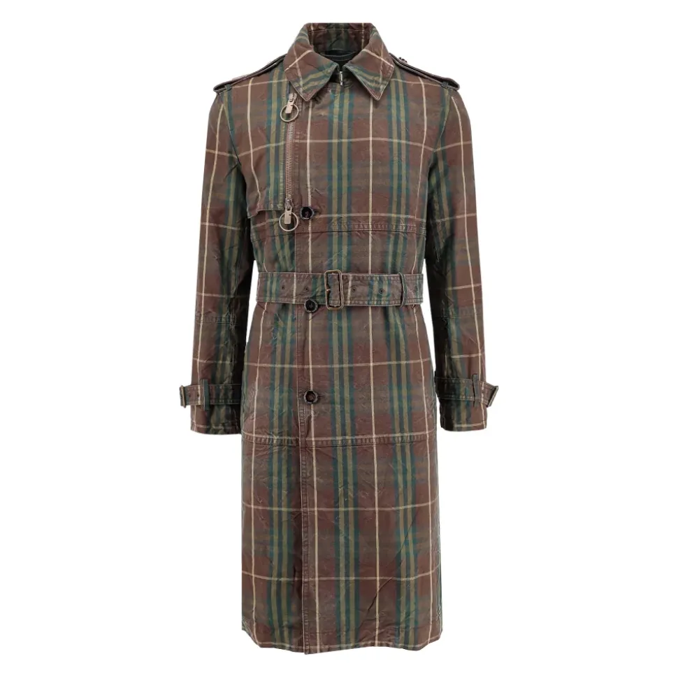 Brown Double-Breasted Coat with Belt
