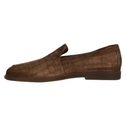 Brown Flat Slip-On Shoes in Cocco Print