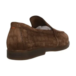 Brown Flat Slip-On Shoes in Cocco Print
