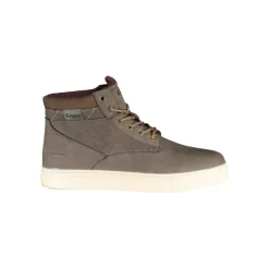Brown Lace-Up Boots with Contrast Details