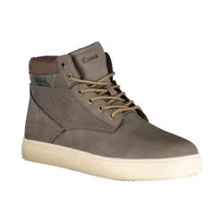 Brown Lace-Up Boots with Contrast Details