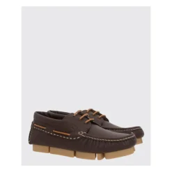 Brown Leather Brogue Boat Shoes