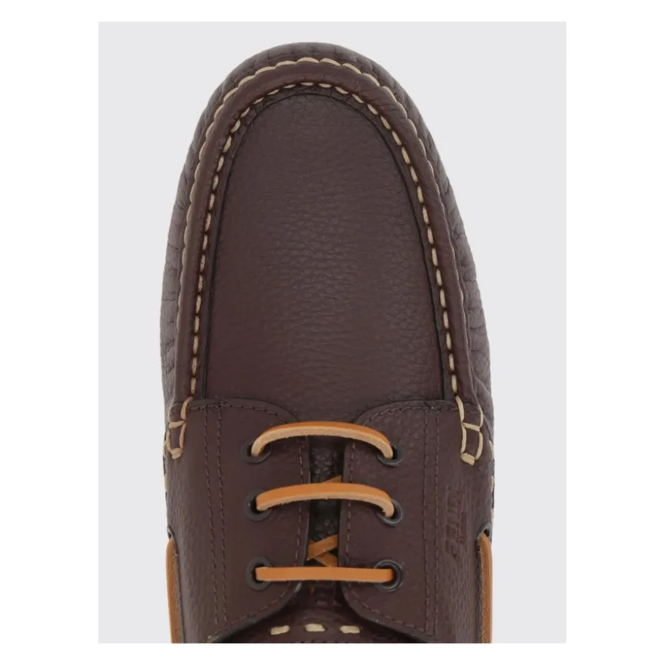 Brown Leather Brogue Boat Shoes
