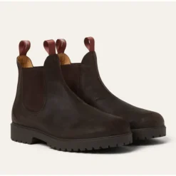 Brown Leather Chelsea Boots with Kummel-Coloured Loop