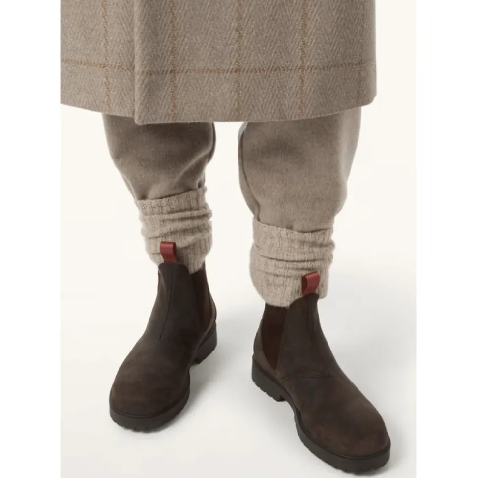 Brown Leather Chelsea Boots with Kummel-Coloured Loop