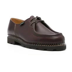 Brown Leather Derby Flat Shoes