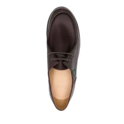Brown Leather Derby Flat Shoes