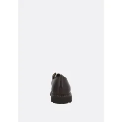 Brown Leather Derby Flat Shoes