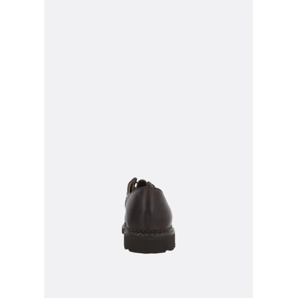 Brown Leather Derby Flat Shoes