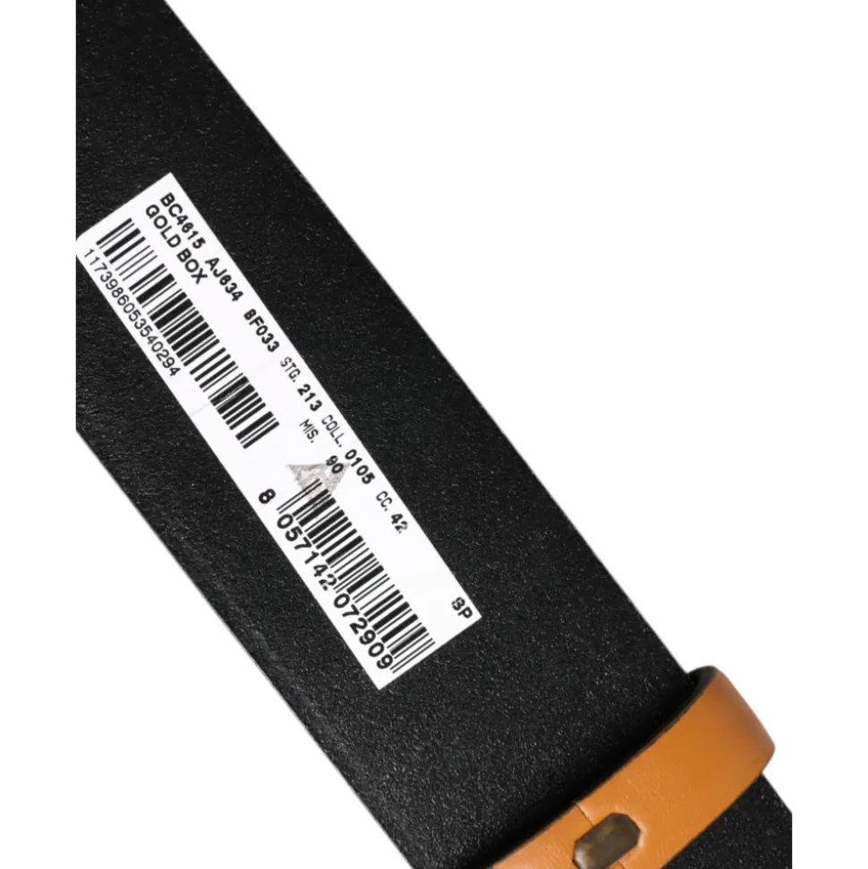 Brown Leather DG Logo Embossed Belt