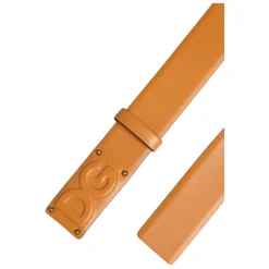 Brown Leather DG Logo Embossed Belt