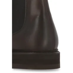 Brown Leather Men's Boots with Fabric Insert