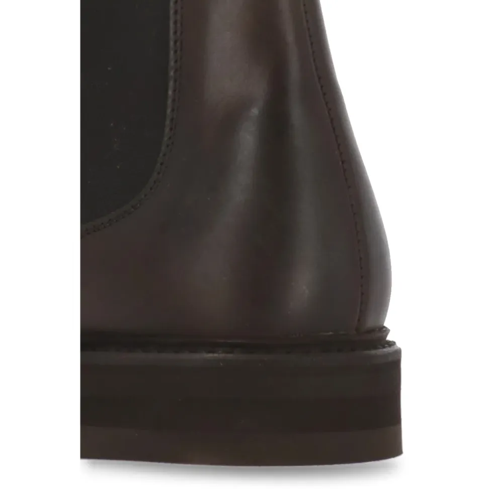 Brown Leather Men's Boots with Fabric Insert