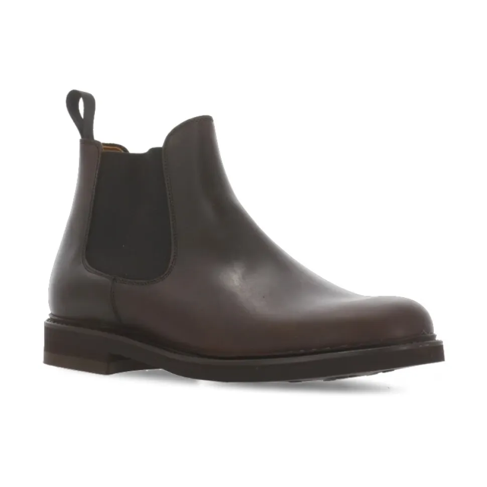 Brown Leather Men's Boots with Fabric Insert