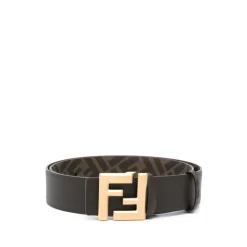 Brown Logo-Buckle Detail Adjustable Belt