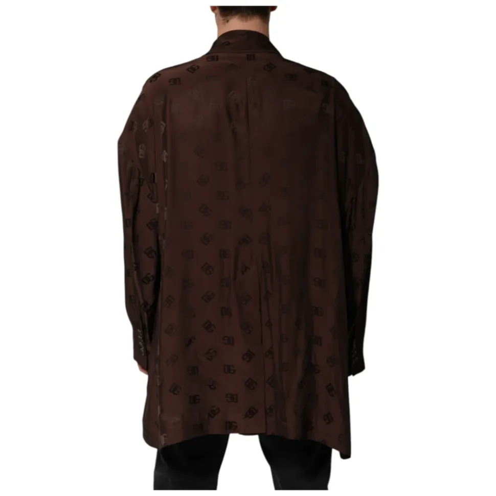 Brown Logo Monogram Coat Jacket