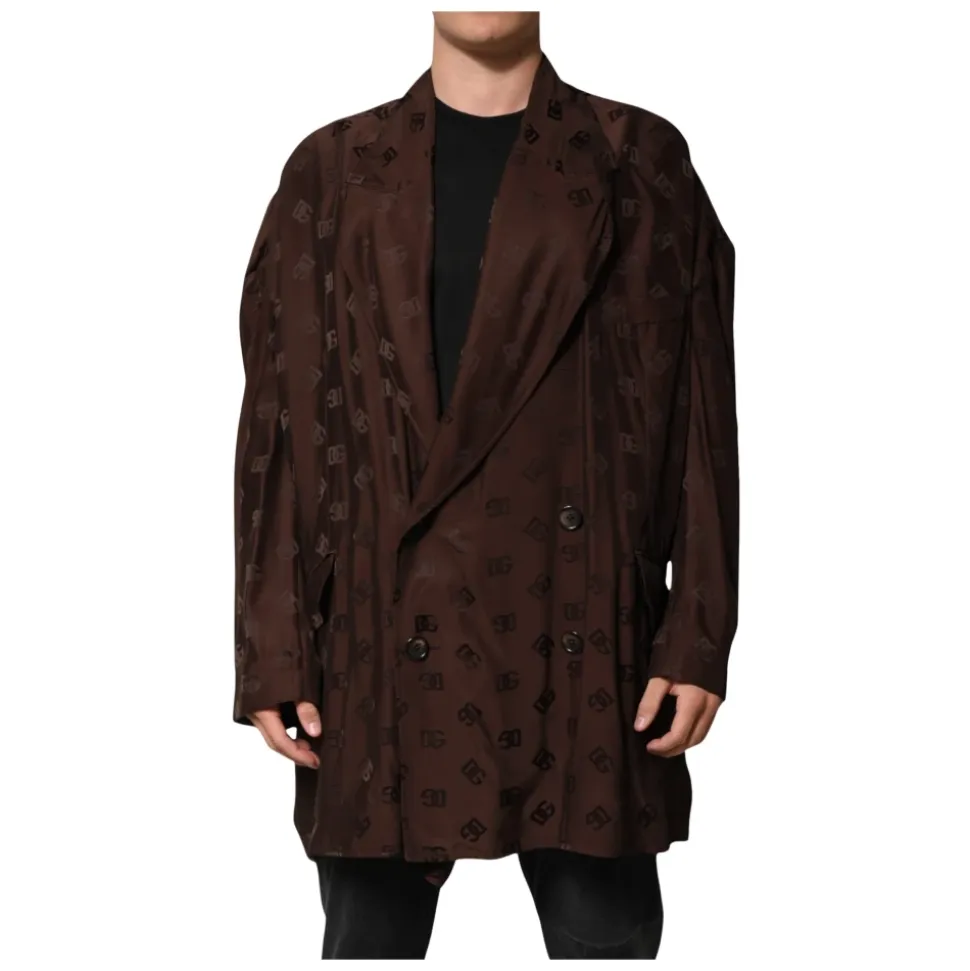 Brown Logo Monogram Coat Jacket