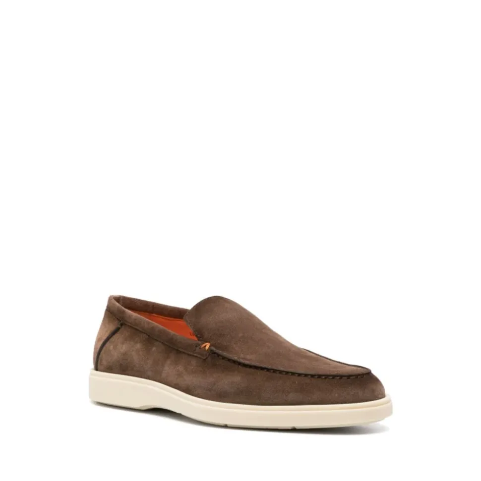 Brown Suede Almond Toe Loafers