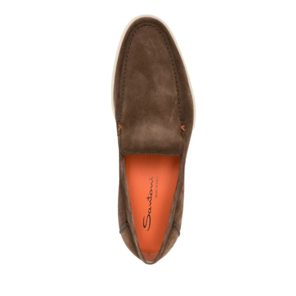 Brown Suede Almond Toe Loafers
