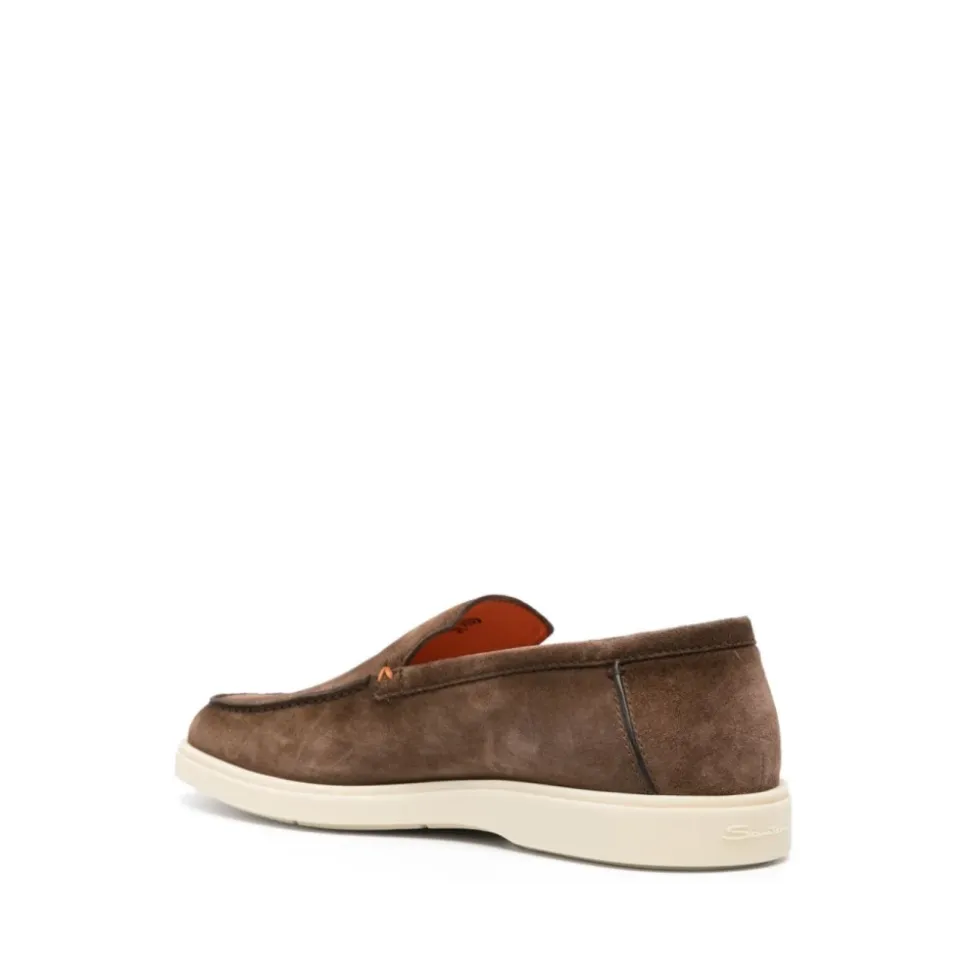 Brown Suede Almond Toe Loafers