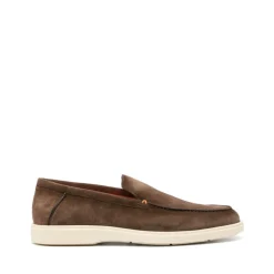 Brown Suede Almond Toe Loafers