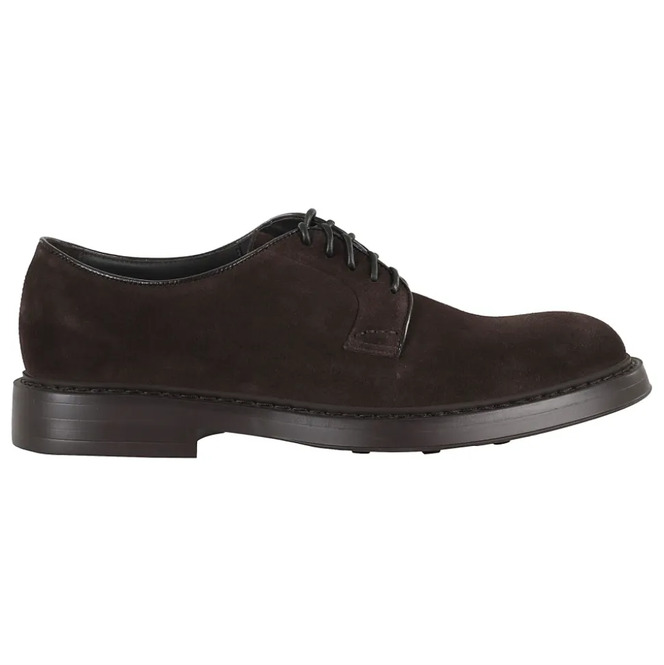 Brown Suede Derby Lace-up Shoes