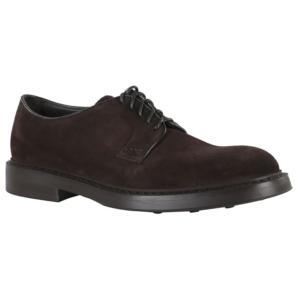 Brown Suede Derby Lace-up Shoes
