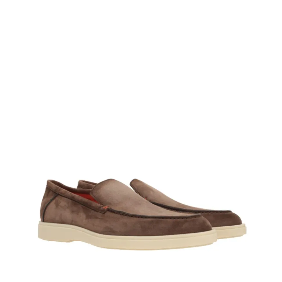 Brown Suede Loafers with Almond Toe