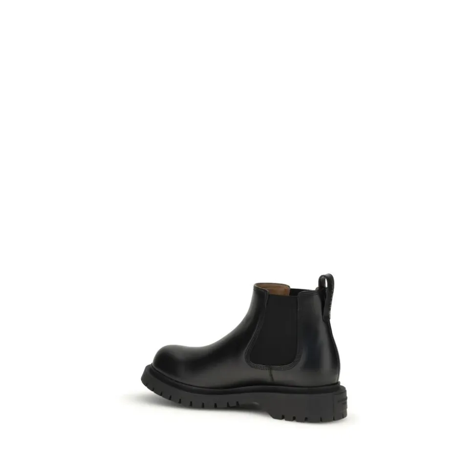 Brushed Calf Leather Chelsea Boots