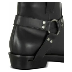 Calfskin leather biker ankle boots