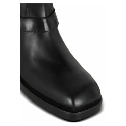Calfskin leather biker ankle boots