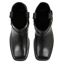 Calfskin leather biker ankle boots