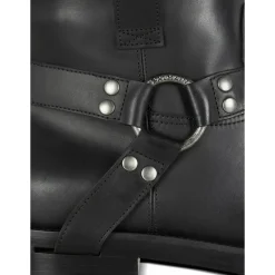 Calfskin leather biker ankle boots